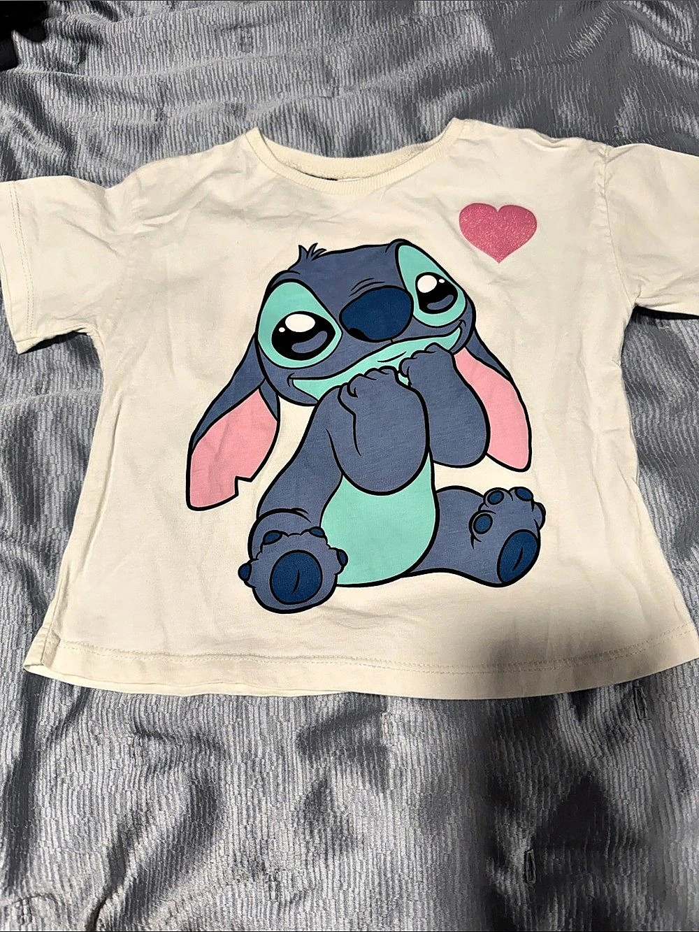 Zara Disney Lilo & Stitch Graphic T-Shirt & Cream & Blue Baby 2-3t